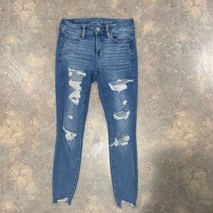 American Eagle Outfitters Women's Ripped Blue Skinny Jeans